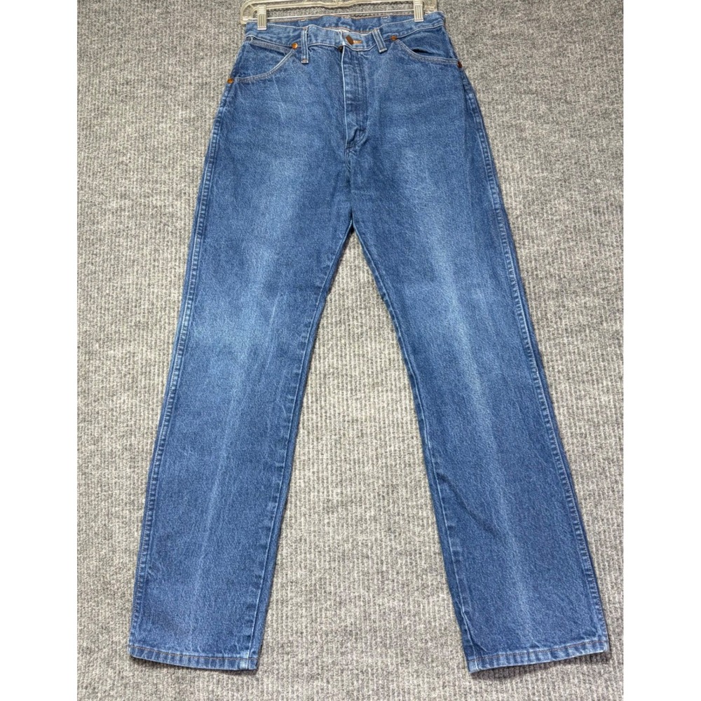 Wrangler 14MWZG High Rise Straight Leg Cowboy Cut Blue Jeans Womens 11x32